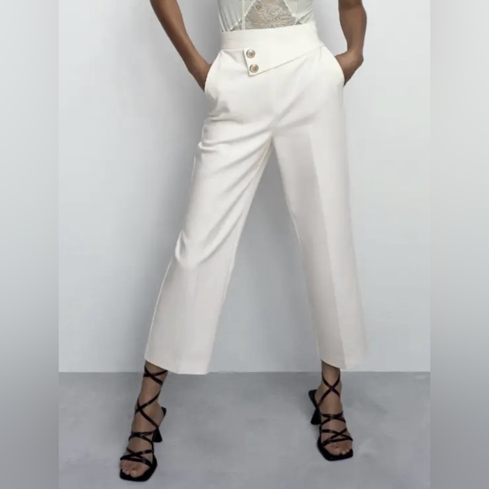 ZARA High Waisted Pants NWT Ivory S XS